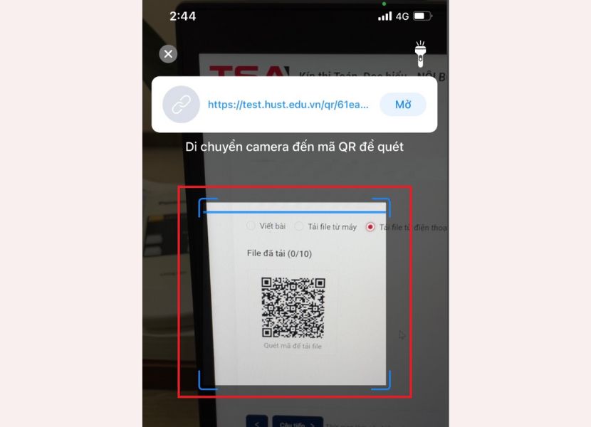 Cách 3: Dùng Camera và quét mã QRCODE (như Zalo, Viber...) để quét mã hiển thị tại mục này.