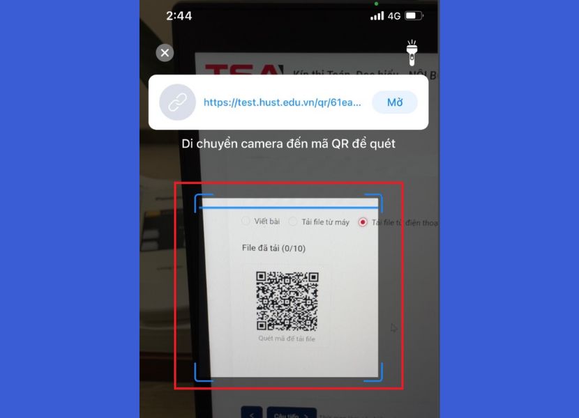 Cách 3: Dùng Camera và quét mã QRCODE (như Zalo, Viber...) để quét mã hiển thị tại mục này.