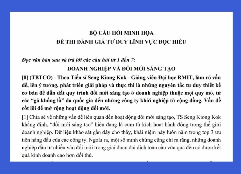 Tài liệu ôn thi Đánh giá tư duy - Đề tham khảo