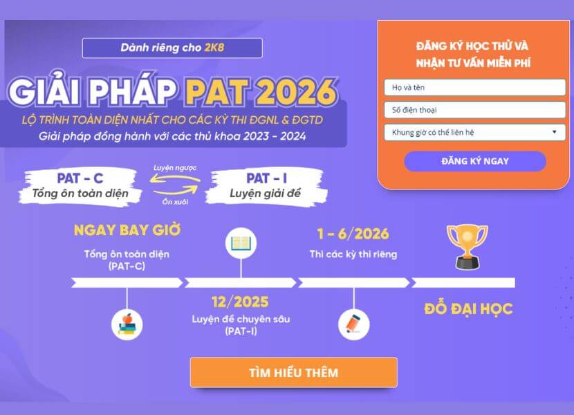 Giải pháp PAT 2026 giúp 2k8 ôn thi đánh giá năng lực toàn diện