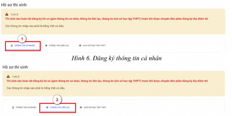 Mục cập nhật thông tin liên lạc