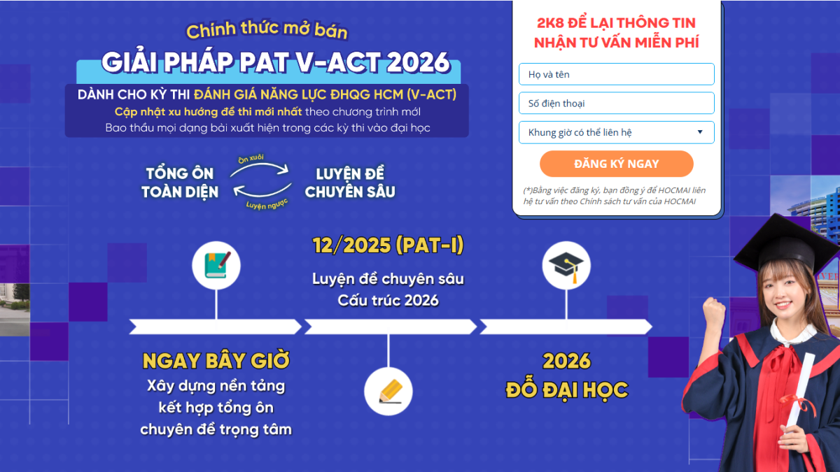 PAT V-ACT HOCMAI - Giải pháp luyện thi ĐGNL toàn diện